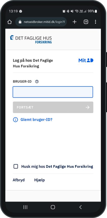 Screen af Min side gem fane_Trin 1_Android