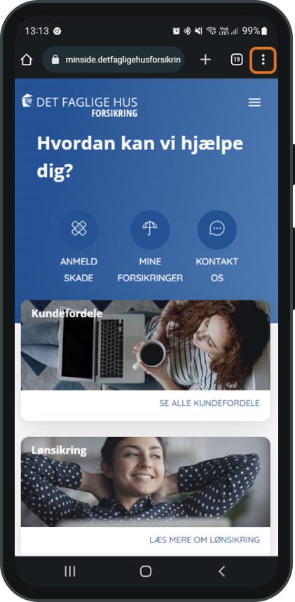 Screen af Min side gem fane_Trin 2_Android