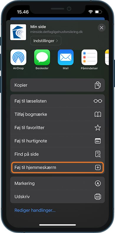 Screen_DFHF_Guide til at gemme Min Side som ikon på telefonen_iPhone_Trin 3