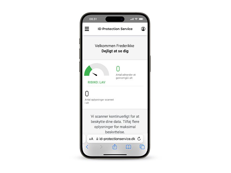 Screen af cybersikring på smartphone